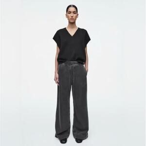 COS Wide-Leg Fluid Denim Pants in Washed Black 4